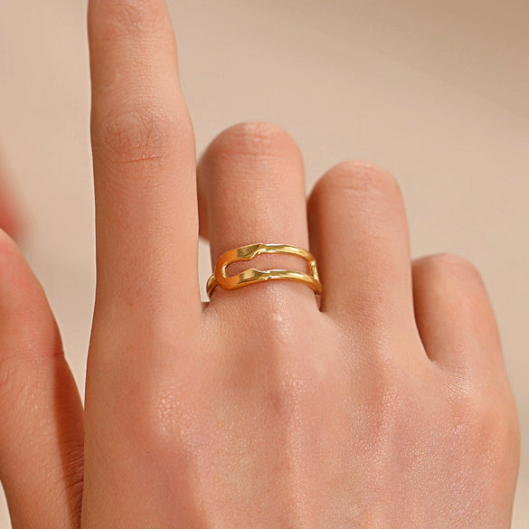 Wholesale Geometric Stainless Steel Ring 18K Gold Plated