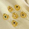 Wholesale Geometric Stainless Steel Ring Plated 18K Gold Inlaid Natural Stone Light Luxury Style