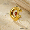 Wholesale Geometric Stainless Steel Ring Plated 18K Gold Inlaid Natural Stone Light Luxury Style