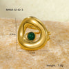 Wholesale Geometric Stainless Steel Ring Plated 18K Gold Inlaid Natural Stone Light Luxury Style