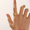Wholesale Geometric Stainless Steel Ring Retro Style 18K Gold Plated For Women
