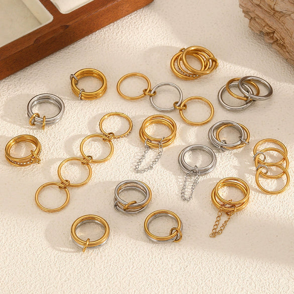 Wholesale Geometric Stainless Steel Ring Simple Style Electroplated Unisex