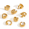 Wholesale Geometric Stainless Steel Ring With Hammered And 18K Gold Plated Finish Fashionable And Unisex