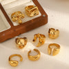 Wholesale Geometric Stainless Steel Ring With Hammered And 18K Gold Plated Finish Fashionable And Unisex
