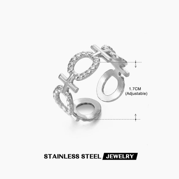 Wholesale Geometric Stainless Steel Ring With 18K Gold Plated Electroplating For Women