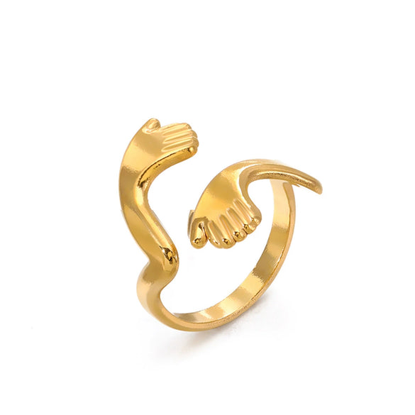 Wholesale Geometric Stainless Steel Ring With 18K Gold Plated Electroplating For Women