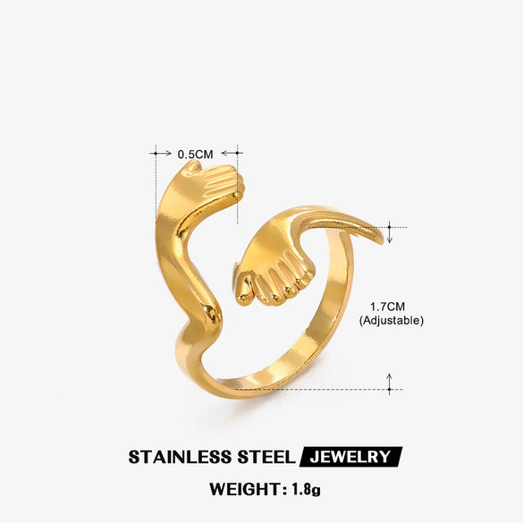 Wholesale Geometric Stainless Steel Ring With 18K Gold Plated Electroplating For Women