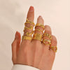 Wholesale Geometric Stainless Steel Ring With 18K Gold Plated Electroplating For Women