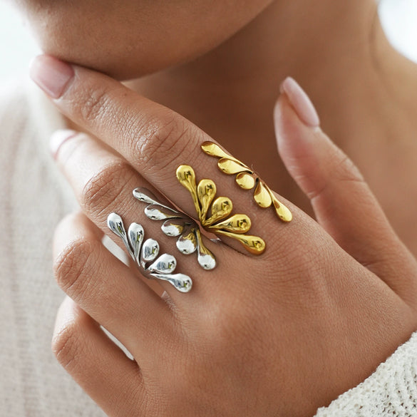 Wholesale Geometric Stainless Steel Rings With Pvd Furnace Vacuum Real Gold Plating For Women And Men