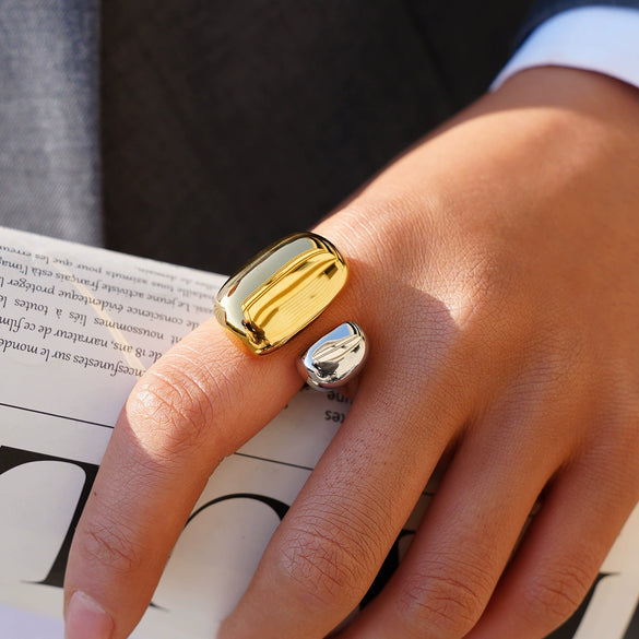 Wholesale Geometric Stainless Steel Rings With Pvd Furnace Vacuum Real Gold Plating For Women And Men