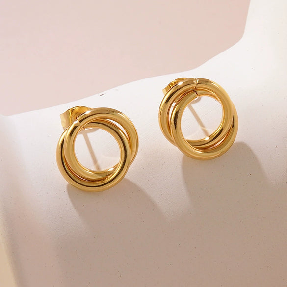 Wholesale Geometric Stainless Steel Stamped Earrings For Women