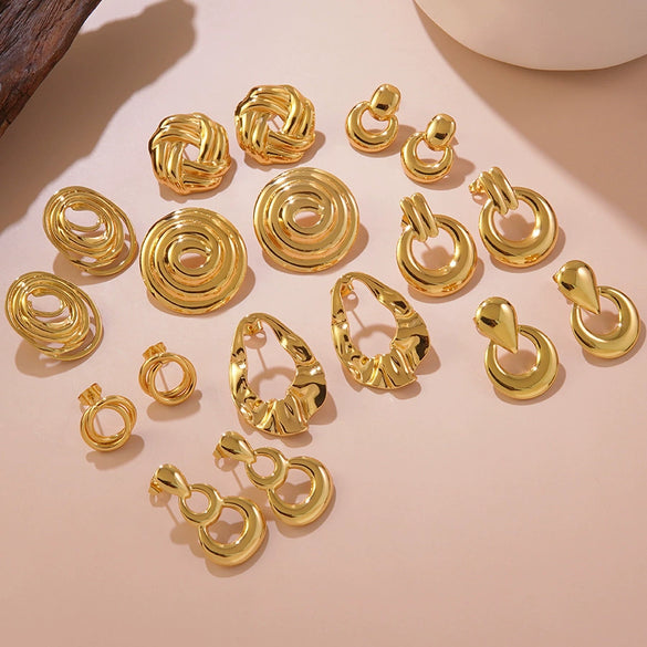 Wholesale Geometric Stainless Steel Stamped Earrings For Women