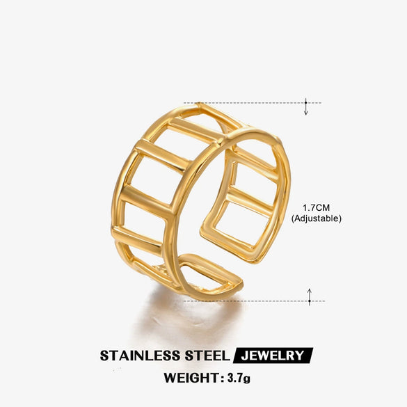 Wholesale Geometric Stainless Steel Star Moon Ring 18K Gold Plated For Women