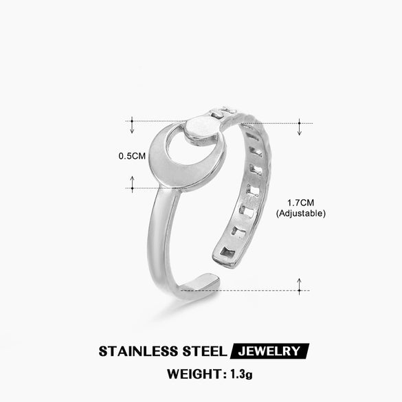 Wholesale Geometric Stainless Steel Star Moon Ring 18K Gold Plated For Women