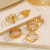 Wholesale Geometric Stainless Steel Star Moon Ring 18K Gold Plated For Women