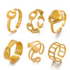 Wholesale Geometric Stainless Steel Star Moon Ring 18K Gold Plated For Women