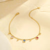 Wholesale Geometric Stainless Steel Unisex Multi Layer Gem Pendant Anklet For Summer