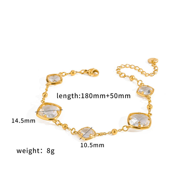 Wholesale Geometric Stainless Steel Vacuum Plated Diamondencrusted Bracelet Jewelry For Women