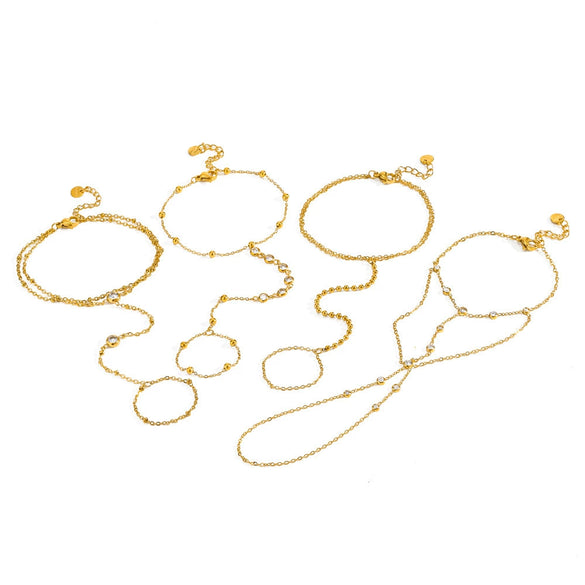 Wholesale Geometric Stainless Steel Vacuum Plated Finger Chain Bracelet For Women