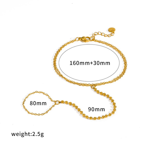 Wholesale Geometric Stainless Steel Vacuum Plated Finger Chain Bracelet For Women