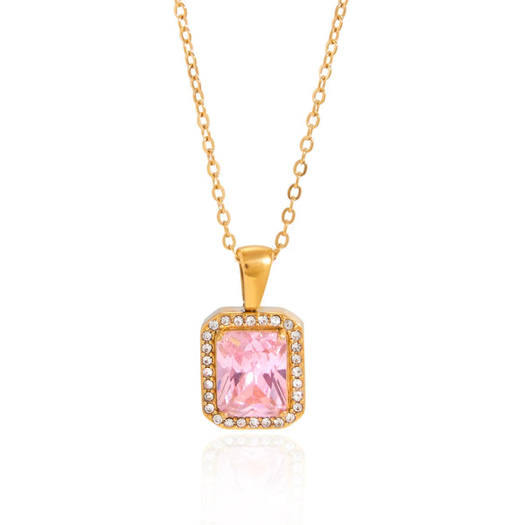 Wholesale Geometric Stainless Steel Vacuum Real Gold Plated Pendant Necklace For Women