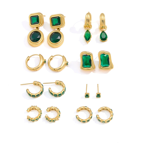 Wholesale Geometric Stainless Steel Vacuum Real Gold Plated Women's Earrings Light Luxury Highend Niche Style