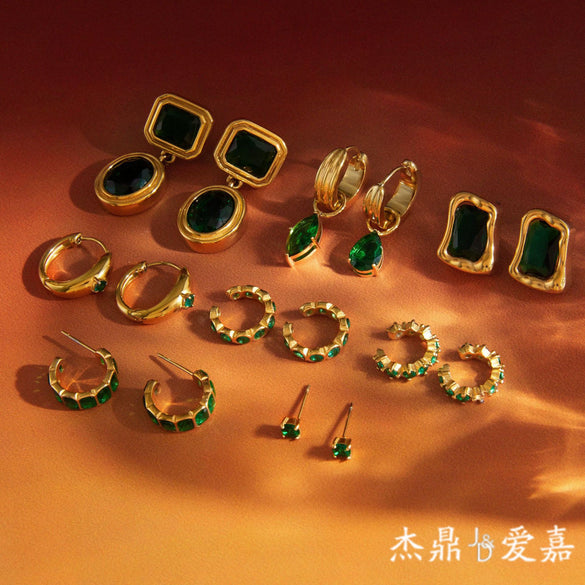 Wholesale Geometric Stainless Steel Vacuum Real Gold Plated Women's Earrings Light Luxury Highend Niche Style