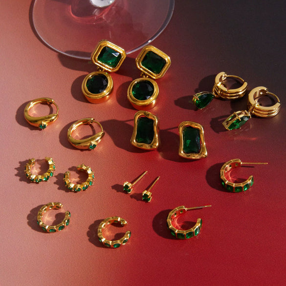 Wholesale Geometric Stainless Steel Vacuum Real Gold Plated Women's Earrings Light Luxury Highend Niche Style