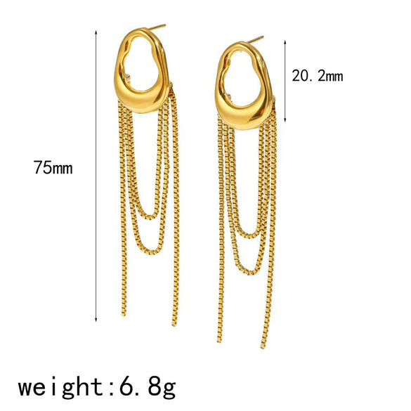 Wholesale Geometric Stainless Steel Women's Earrings With Vacuum Real Gold Plating In Pvd Furnace