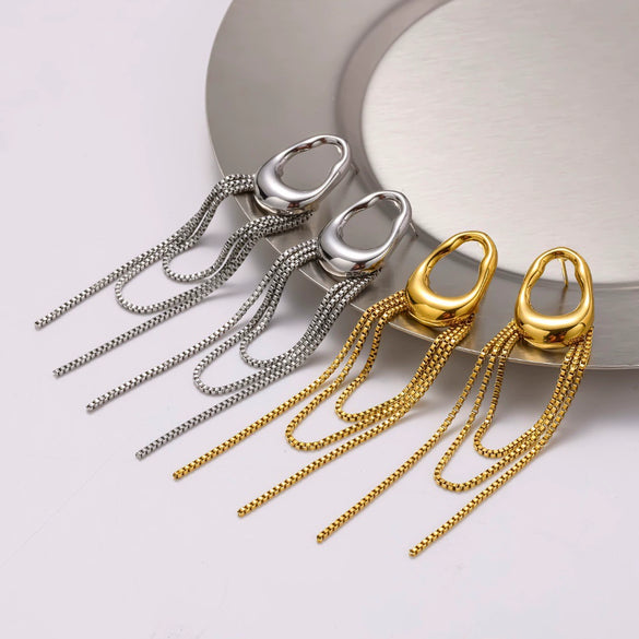 Wholesale Geometric Stainless Steel Women's Earrings With Vacuum Real Gold Plating In Pvd Furnace