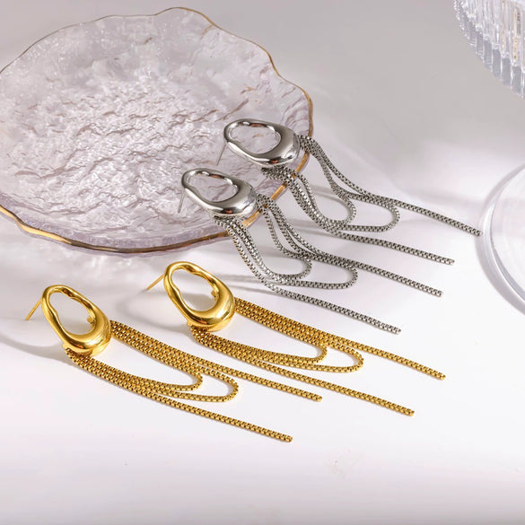 Wholesale Geometric Stainless Steel Women's Earrings With Vacuum Real Gold Plating In Pvd Furnace