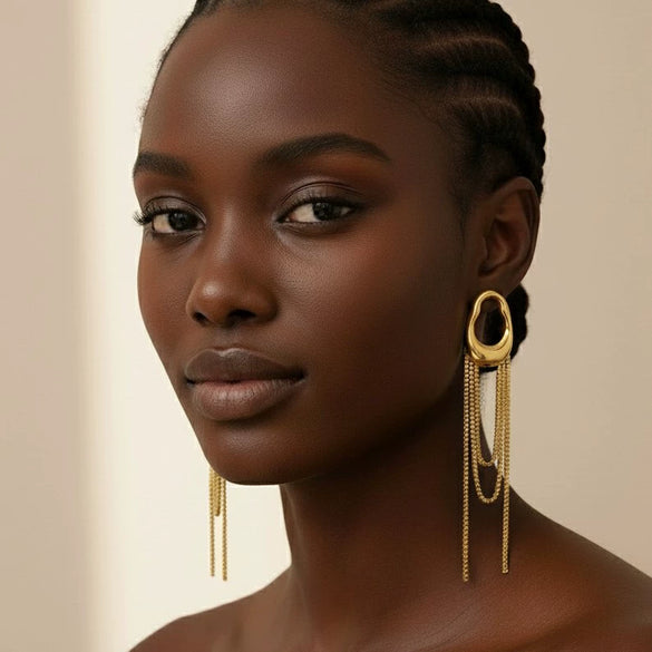 Wholesale Geometric Stainless Steel Women's Earrings With Vacuum Real Gold Plating In Pvd Furnace