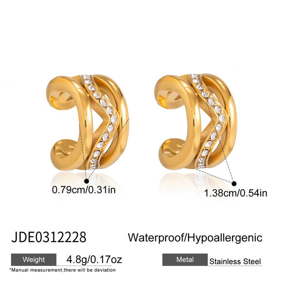 Wholesale Geometric Stainless Steel Women's Earrings With Vacuum Real Gold Plating