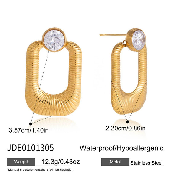 Wholesale Geometric Stainless Steel Women's Earrings With Vacuum Real Gold Plating