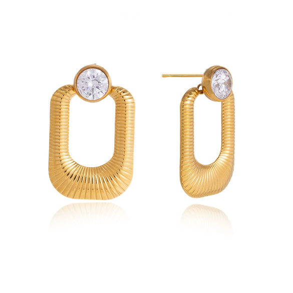 Wholesale Geometric Stainless Steel Women's Earrings With Vacuum Real Gold Plating