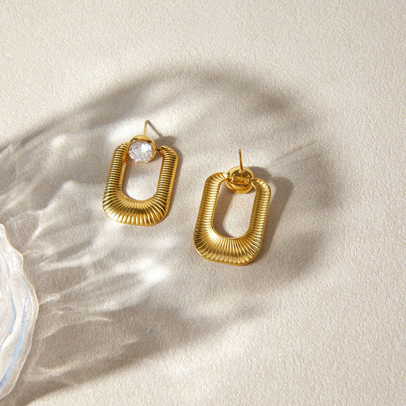 Wholesale Geometric Stainless Steel Women's Earrings With Vacuum Real Gold Plating