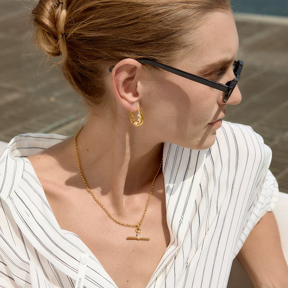 Wholesale Geometric Stainless Steel Women's Necklace With Pvd Furnace Vacuum Real Gold Plating