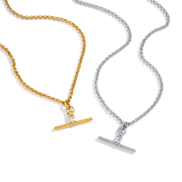 Wholesale Geometric Stainless Steel Women's Necklace With Pvd Furnace Vacuum Real Gold Plating