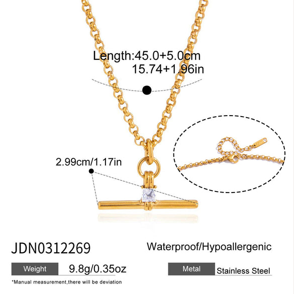 Wholesale Geometric Stainless Steel Women's Necklace With Pvd Furnace Vacuum Real Gold Plating