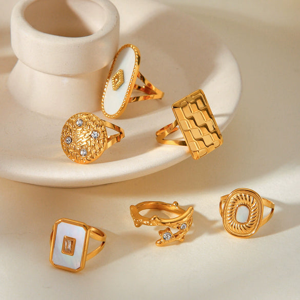 Wholesale Geometric Stainless Steel Women's Ring With Electroplating