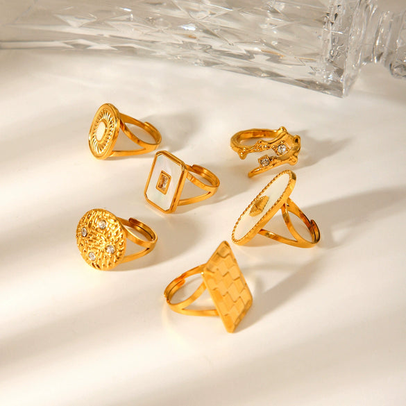 Wholesale Geometric Stainless Steel Women's Ring With Electroplating