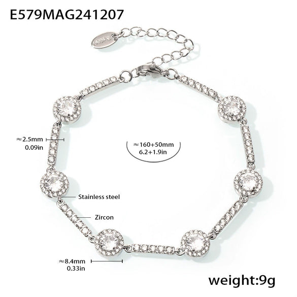 Wholesale Geometric 316L Stainless Steel Zircon Handmade 18K Gold Plated Elegant Women's Bracelet