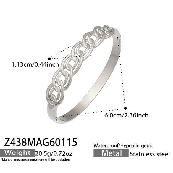 Wholesale Geometric Stainless Steel Zircon Inlay 18K Gold Plated Clasp Bracelet