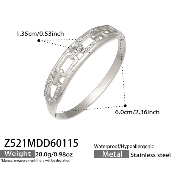 Wholesale Geometric Stainless Steel Zircon Inlay 18K Gold Plated Clasp Bracelet