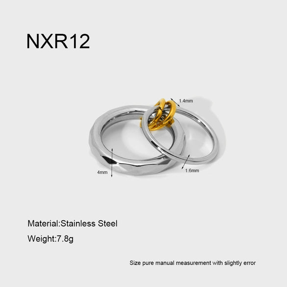 Wholesale Geometric Stainless Steel Zirconencrusted 18K Goldplated Ring For Women Luxury Jewelry