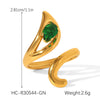 Wholesale Geometric Stainless Steel Zirconia Inlaid Open Ring For Women Couple Jewelry