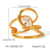 Wholesale Geometric Stainless Steel Zirconia Inlaid Open Ring For Women Couple Jewelry