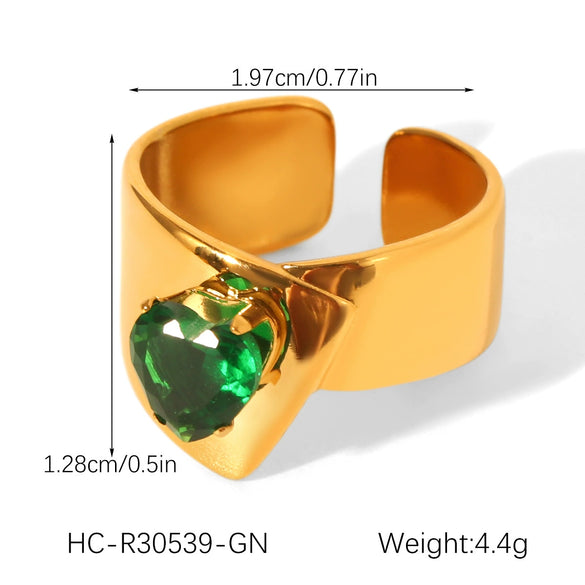 Wholesale Geometric Stainless Steel Zirconia Inlaid Open Ring For Women Couple Jewelry