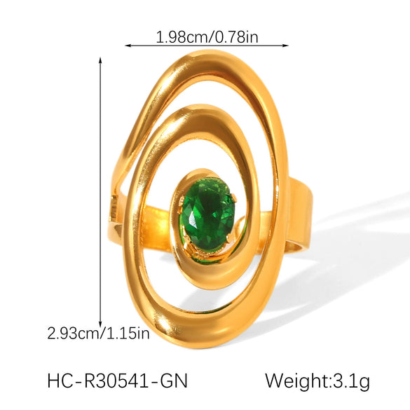 Wholesale Geometric Stainless Steel Zirconia Inlaid Open Ring For Women Couple Jewelry