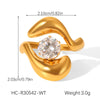 Wholesale Geometric Stainless Steel Zirconia Inlaid Open Ring For Women Couple Jewelry